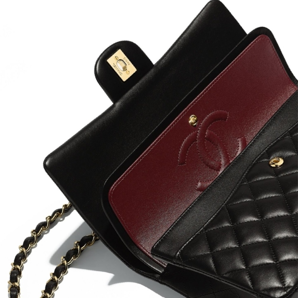 Chanel Black Quilted Caviar Medium Classic Double
